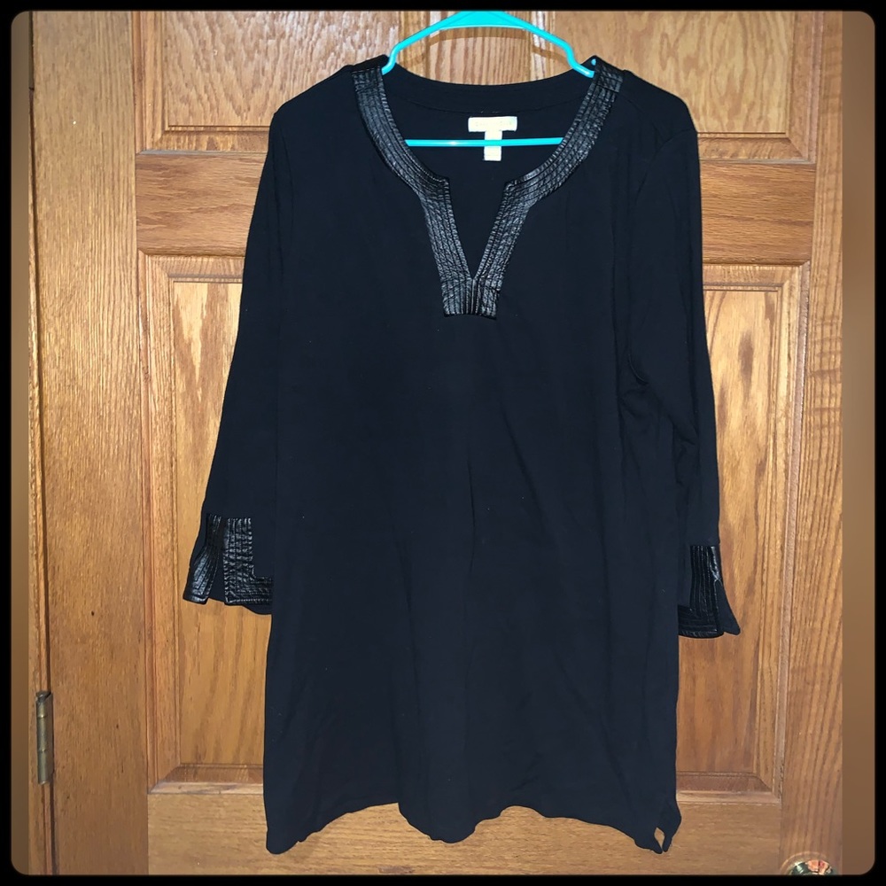 Charter Club Faux Leather Trim Tunic Sz XL